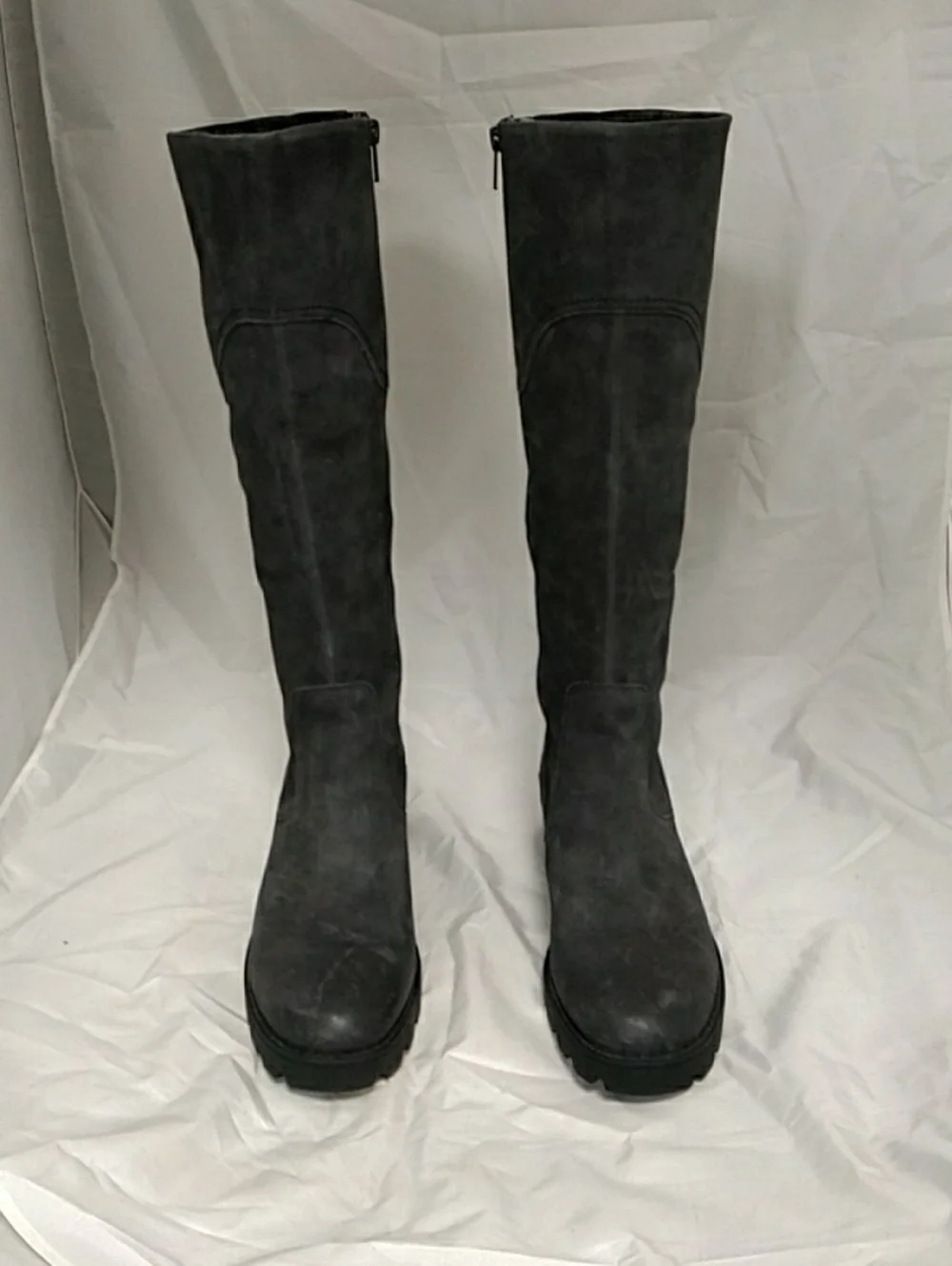 Born Gray Suede Leather Gabriella Lugged Sole Knee Boots Size 11M